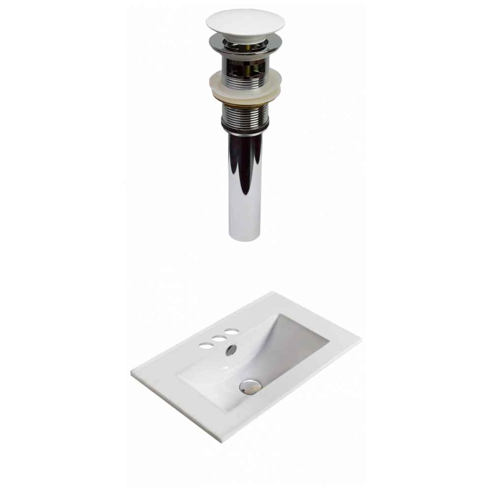 19.9-in. W 3H4-in. Ceramic Top Set In White Color - Overflow Drain Incl.