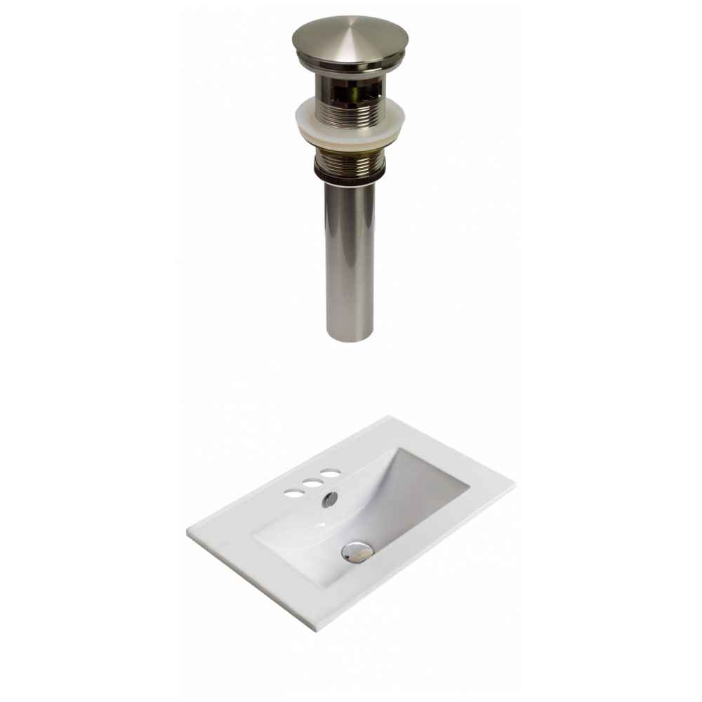 19.9-in. W 3H4-in. Ceramic Top Set In White Color - Overflow Drain Incl.