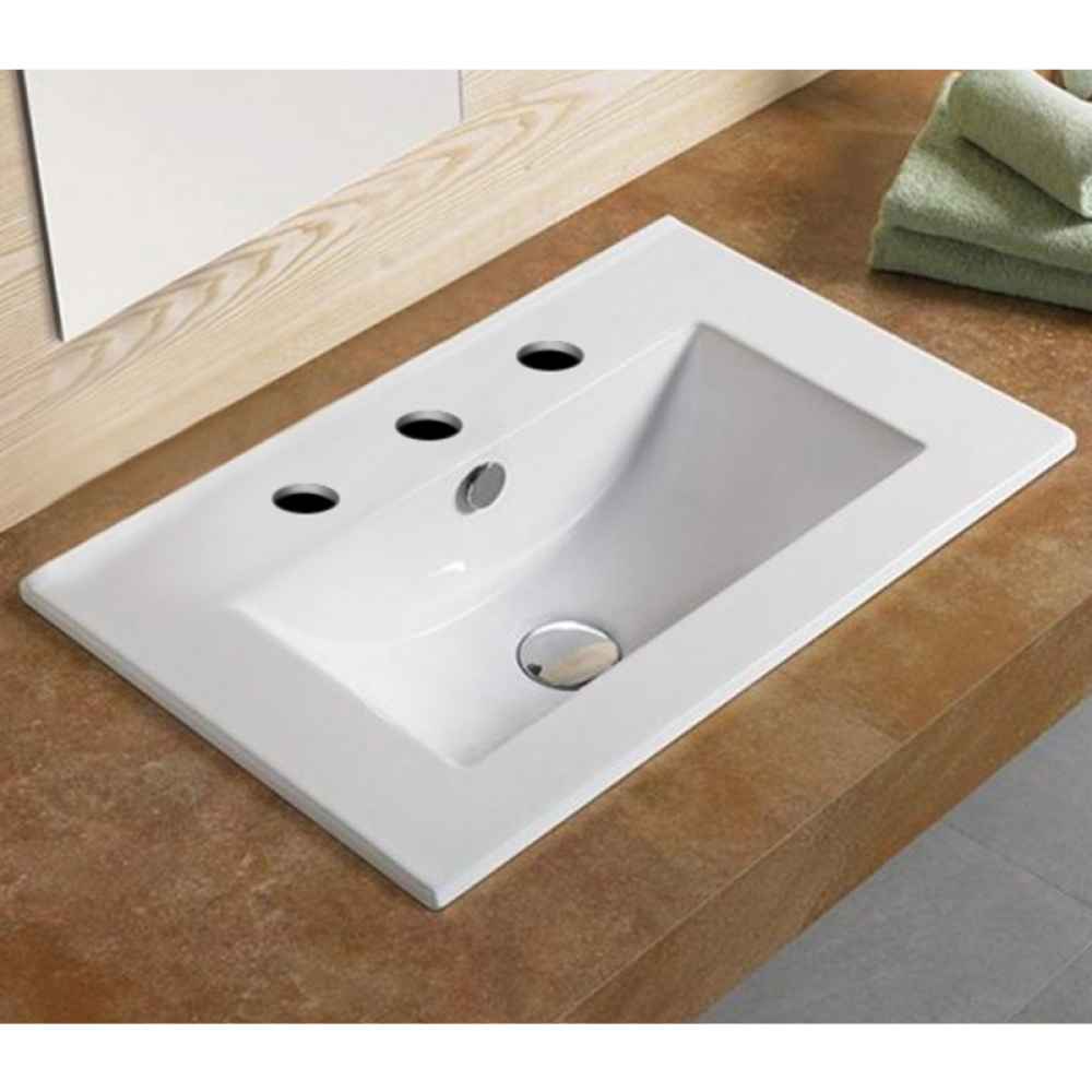 19.9-in. W 3H8-in. Ceramic Top Set In White Color - Overflow Drain Incl.