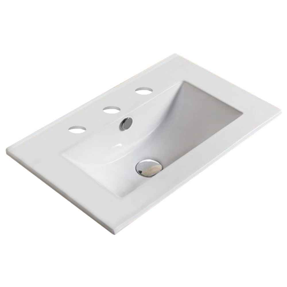 19.9-in. W 3H8-in. Ceramic Top Set In White Color - Overflow Drain Incl.