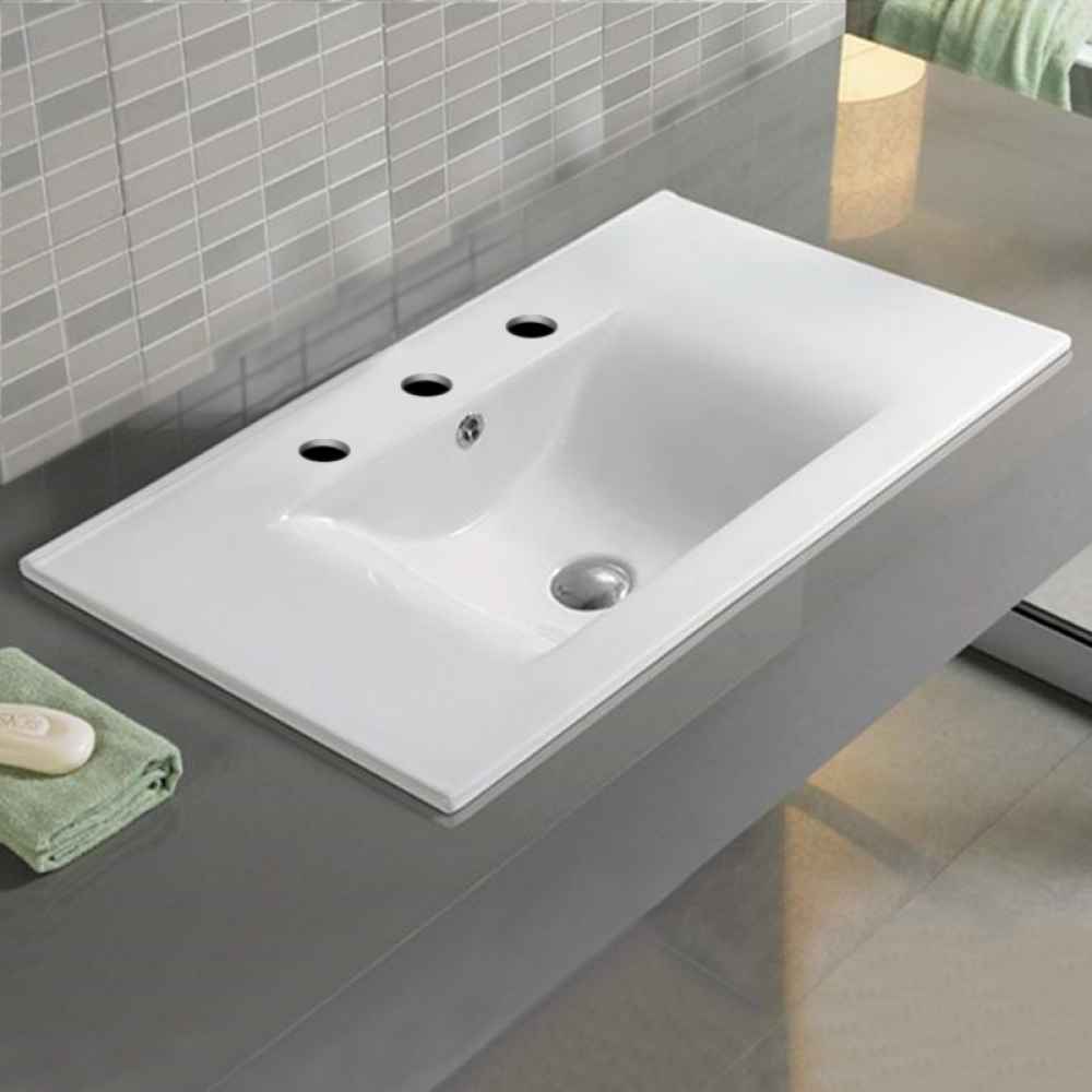 23.8-in. W 3H8-in. Ceramic Top Set In White Color - Overflow Drain Incl.