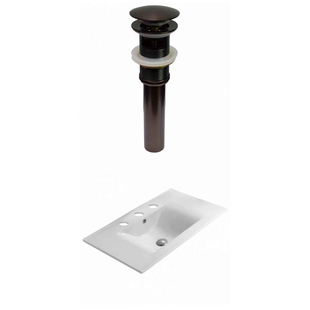 23.8-in. W 3H8-in. Ceramic Top Set In White Color - Overflow Drain Incl.