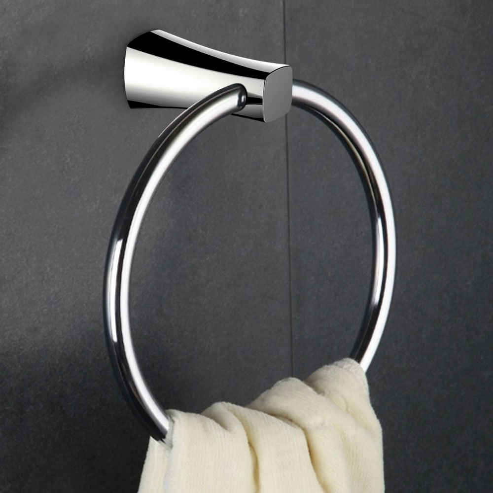 7.09 in. x  3.74 in. Wall Mount Chrome Towel Ring Stainless Steel