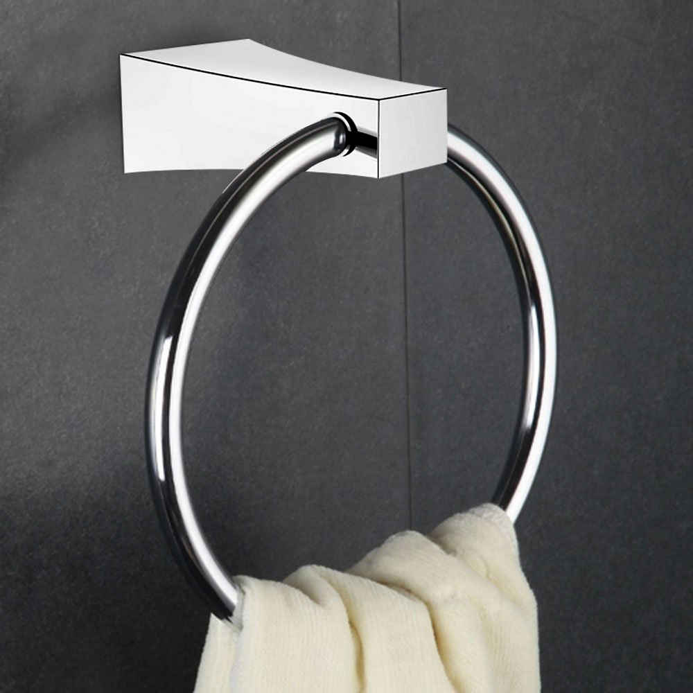 7.09 in. x  3.35 in. Wall Mount Chrome Towel Ring Stainless Steel