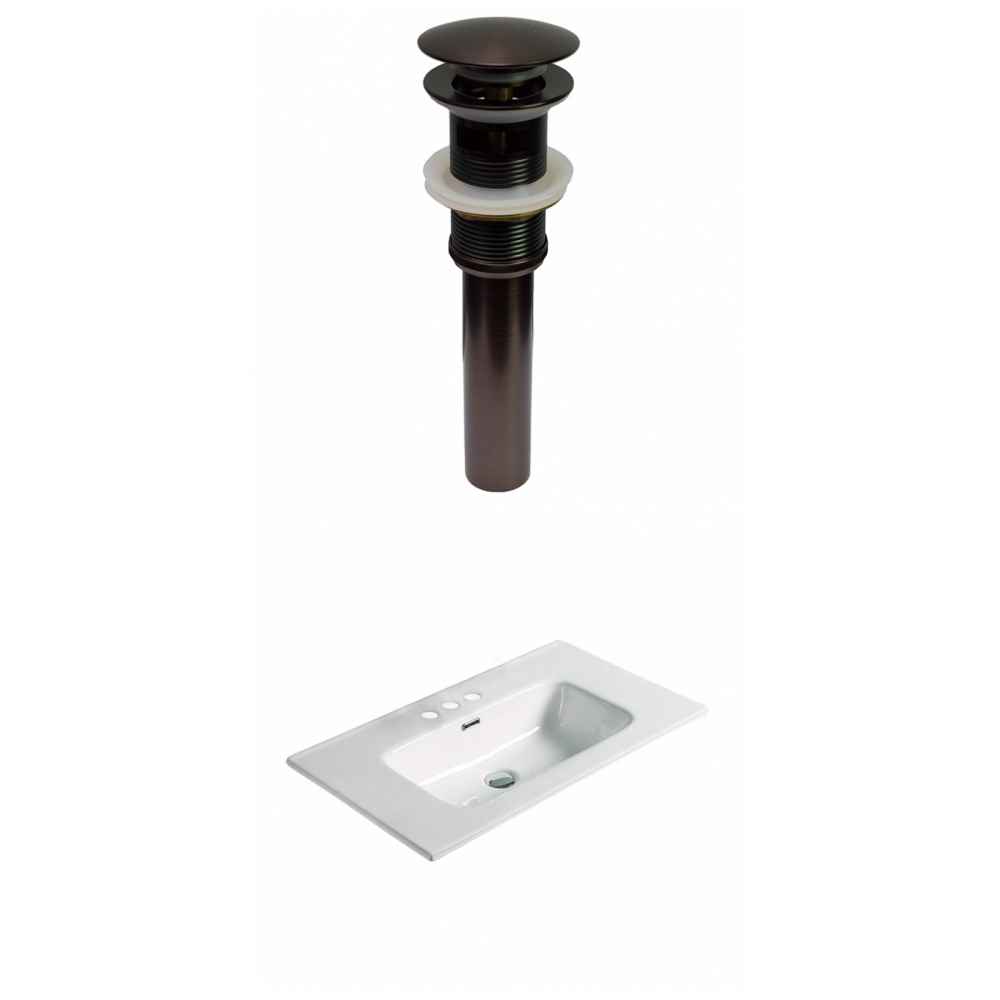 24.16-in. W 3H4-in. Ceramic Top Set In White Color - Overflow Drain Incl.