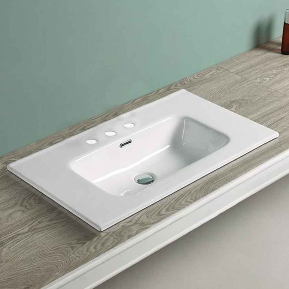24.16-in. W 3H8-in. Ceramic Top Set In White Color - Overflow Drain Incl.