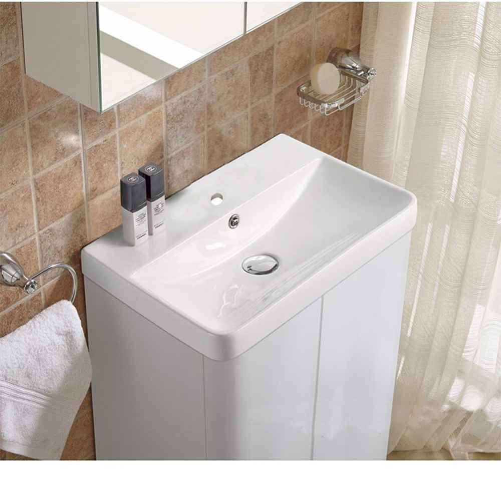 19.88-in. W 1 Hole Ceramic Top Set In White Color - Overflow Drain Incl.