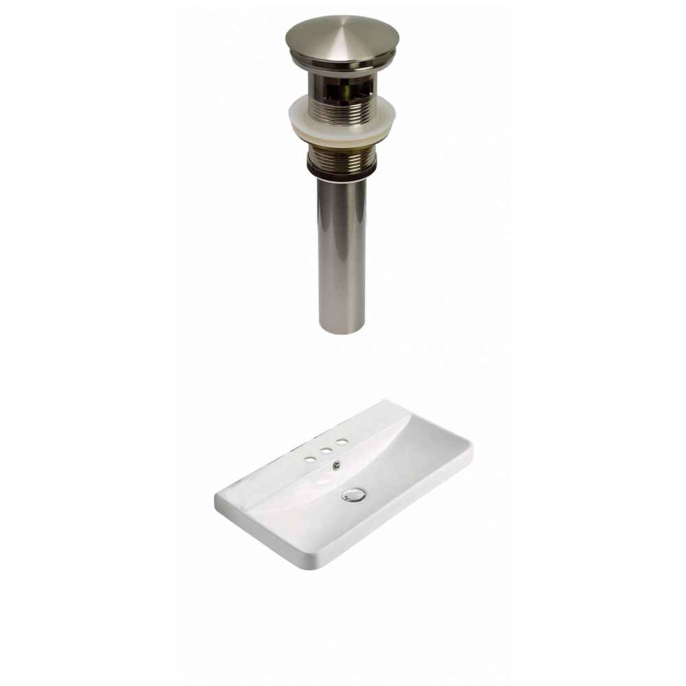 23.82-in. W 3H4-in. Ceramic Top Set In White Color - Overflow Drain Incl.