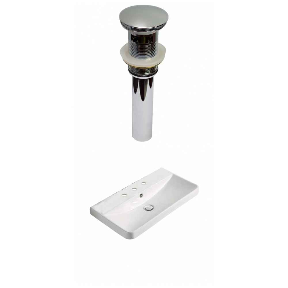 23.82-in. W 3H8-in. Ceramic Top Set In White Color - Overflow Drain Incl.
