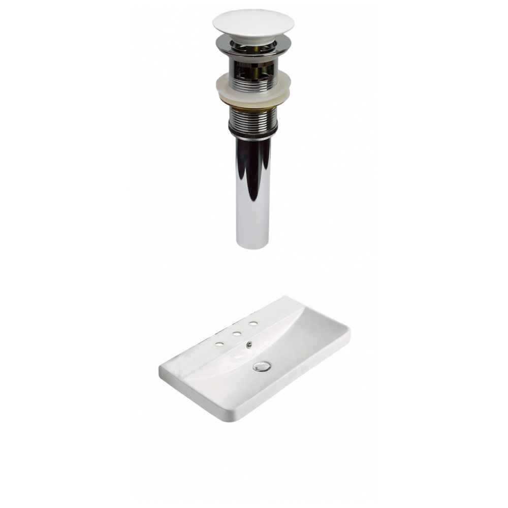 23.82-in. W 3H8-in. Ceramic Top Set In White Color - Overflow Drain Incl.