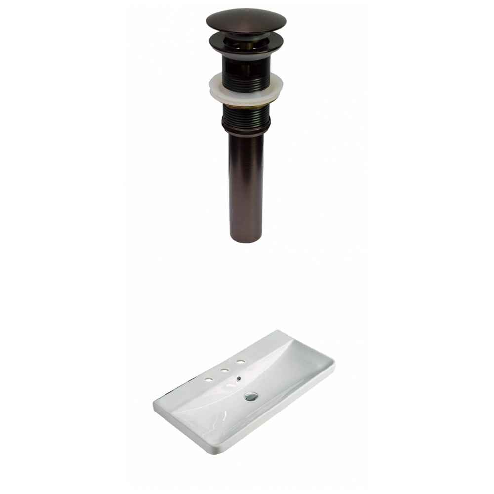 31.89-in. W 3H8-in. Ceramic Top Set In White Color - Overflow Drain Incl.