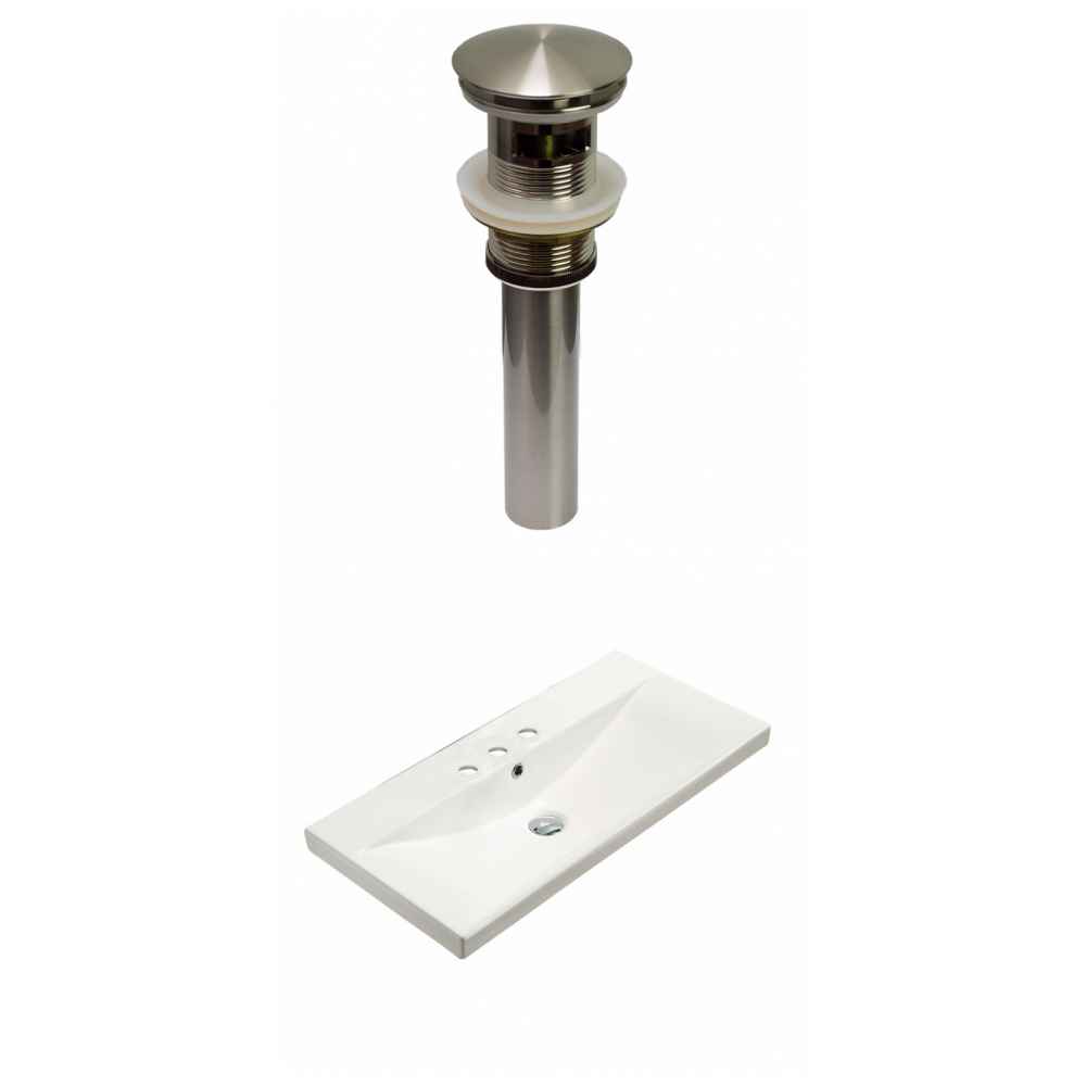 23.86-in. W 3H4-in. Ceramic Top Set In White Color - Overflow Drain Incl.