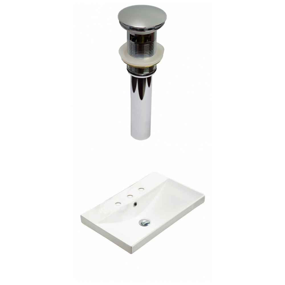 23.86-in. W 3H8-in. Ceramic Top Set In White Color - Overflow Drain Incl.