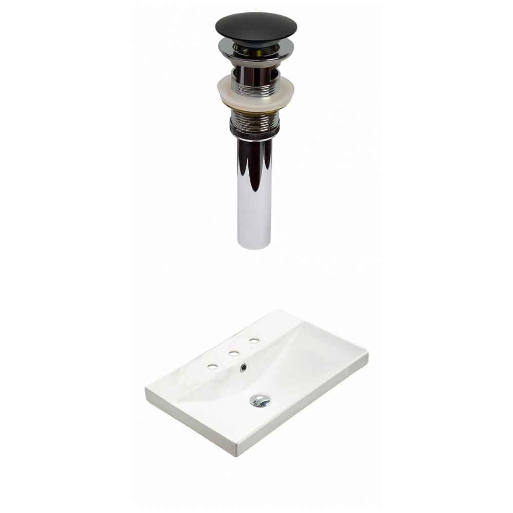 23.86-in. W 3H8-in. Ceramic Top Set In White Color - Overflow Drain Incl.