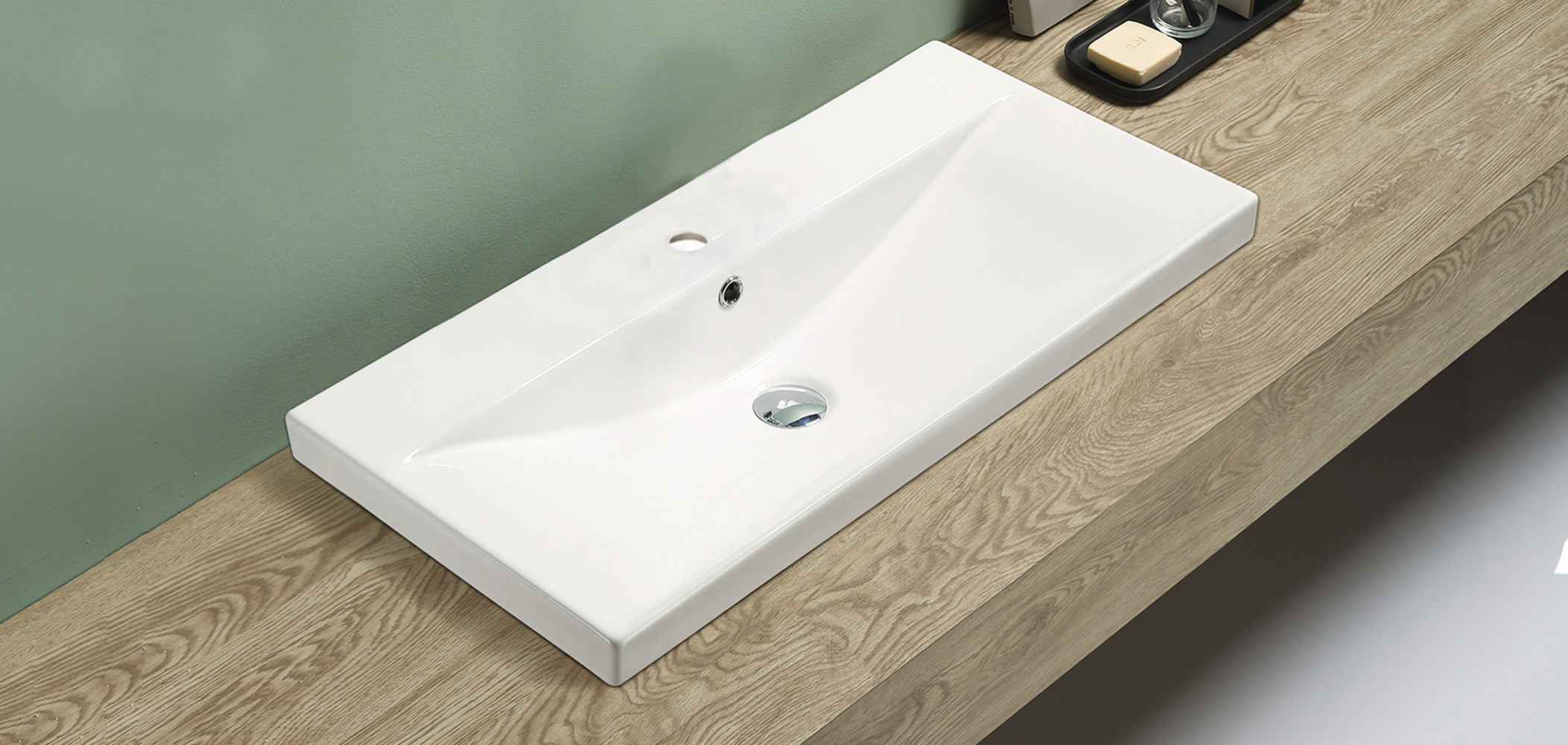 31.73-in. W 1 Hole Ceramic Top Set In White Color - Overflow Drain Incl.