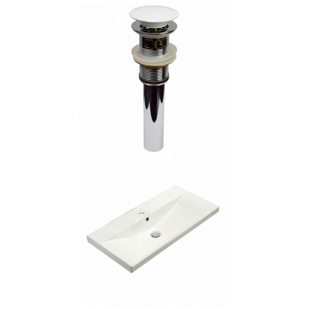 31.73-in. W 1 Hole Ceramic Top Set In White Color - Overflow Drain Incl.