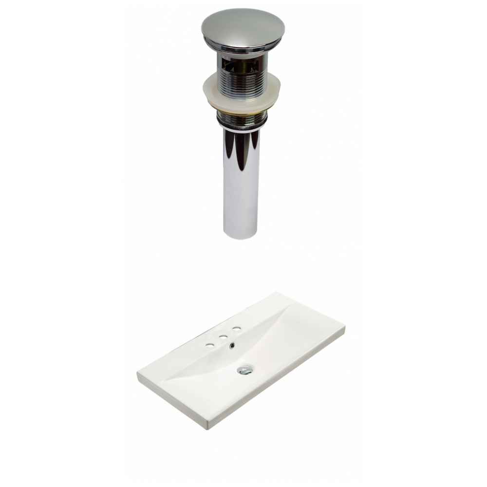 31.73-in. W 3H4-in. Ceramic Top Set In White Color - Overflow Drain Incl.