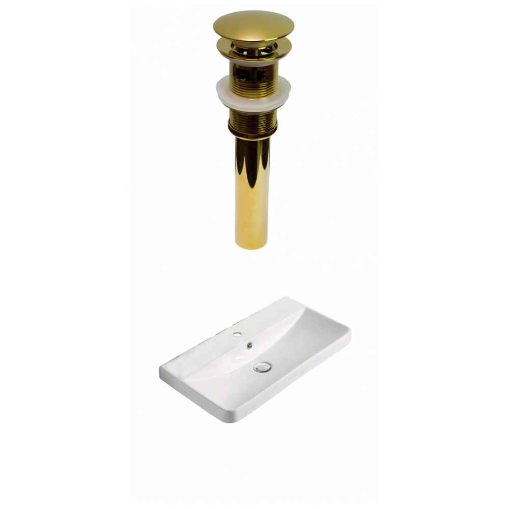 23.82-in. W 1 Hole Ceramic Top Set In White Color - Overflow Drain Incl.