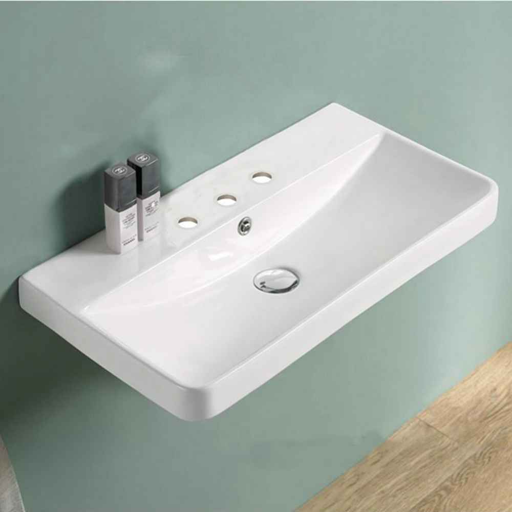 23.82-in. W 3H8-in. Ceramic Top Set In White Color - Overflow Drain Incl.