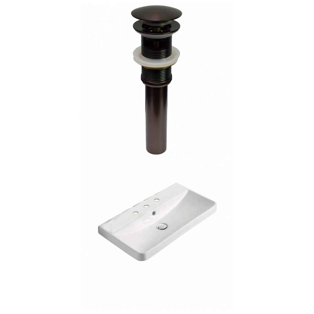23.82-in. W 3H8-in. Ceramic Top Set In White Color - Overflow Drain Incl.