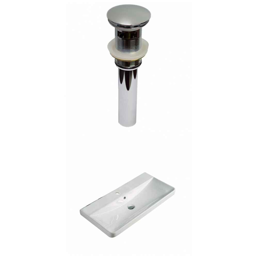 31.89-in. W 1 Hole Ceramic Top Set In White Color - Overflow Drain Incl.