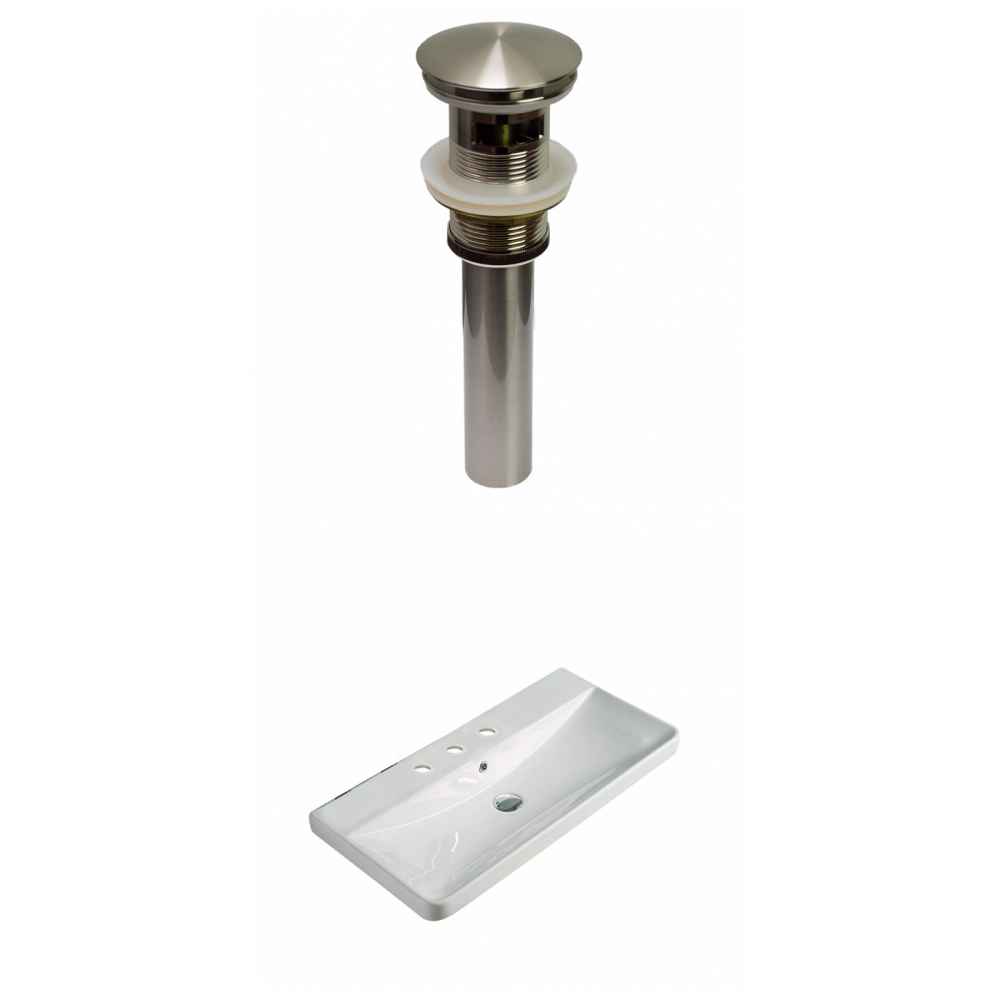 31.89-in. W 3H8-in. Ceramic Top Set In White Color - Overflow Drain Incl.