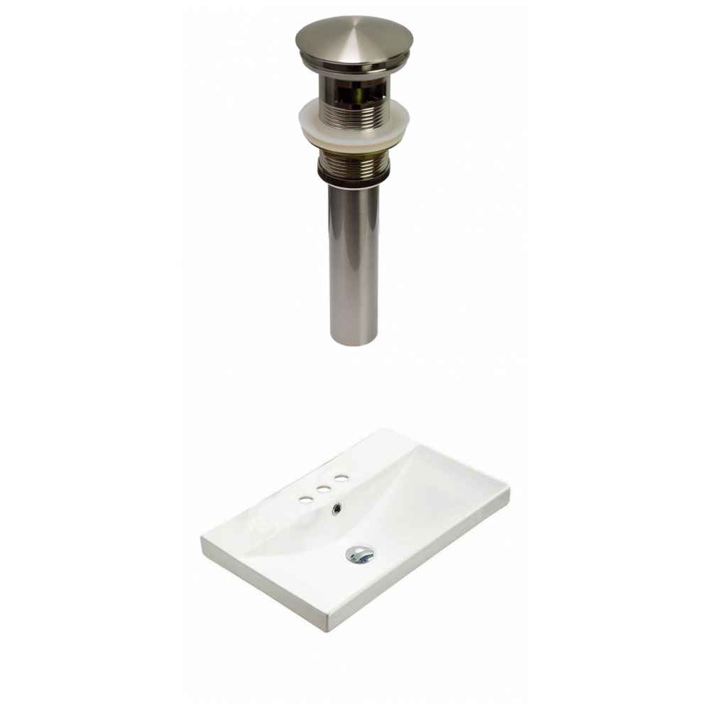 23.86-in. W 3H4-in. Ceramic Top Set In White Color - Overflow Drain Incl.