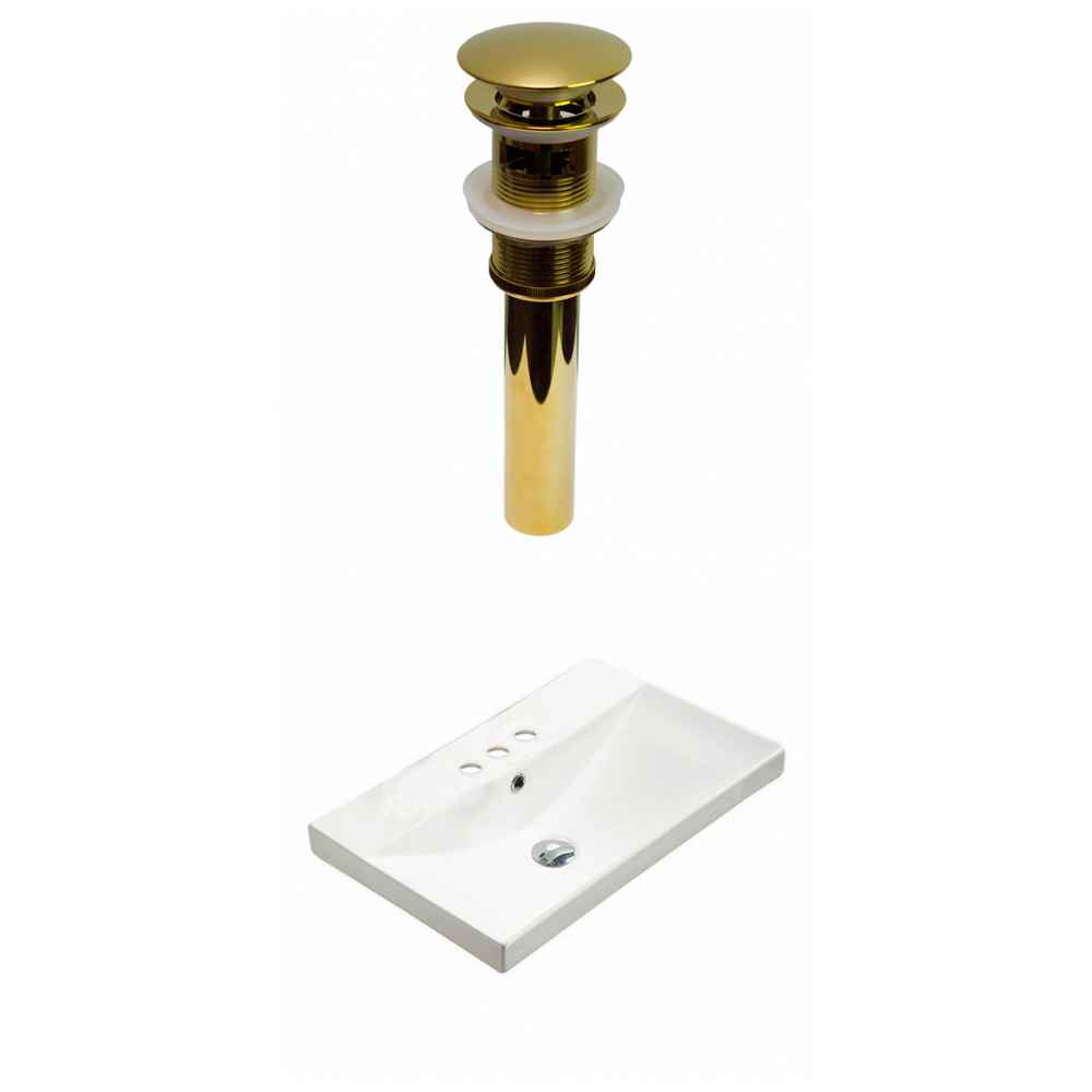 23.86-in. W 3H4-in. Ceramic Top Set In White Color - Overflow Drain Incl.