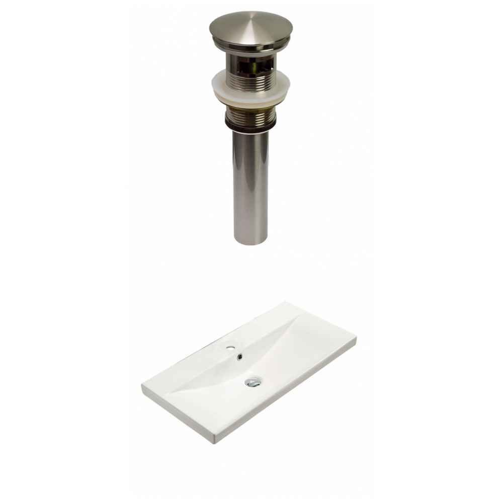 31.73-in. W 1 Hole Ceramic Top Set In White Color - Overflow Drain Incl.