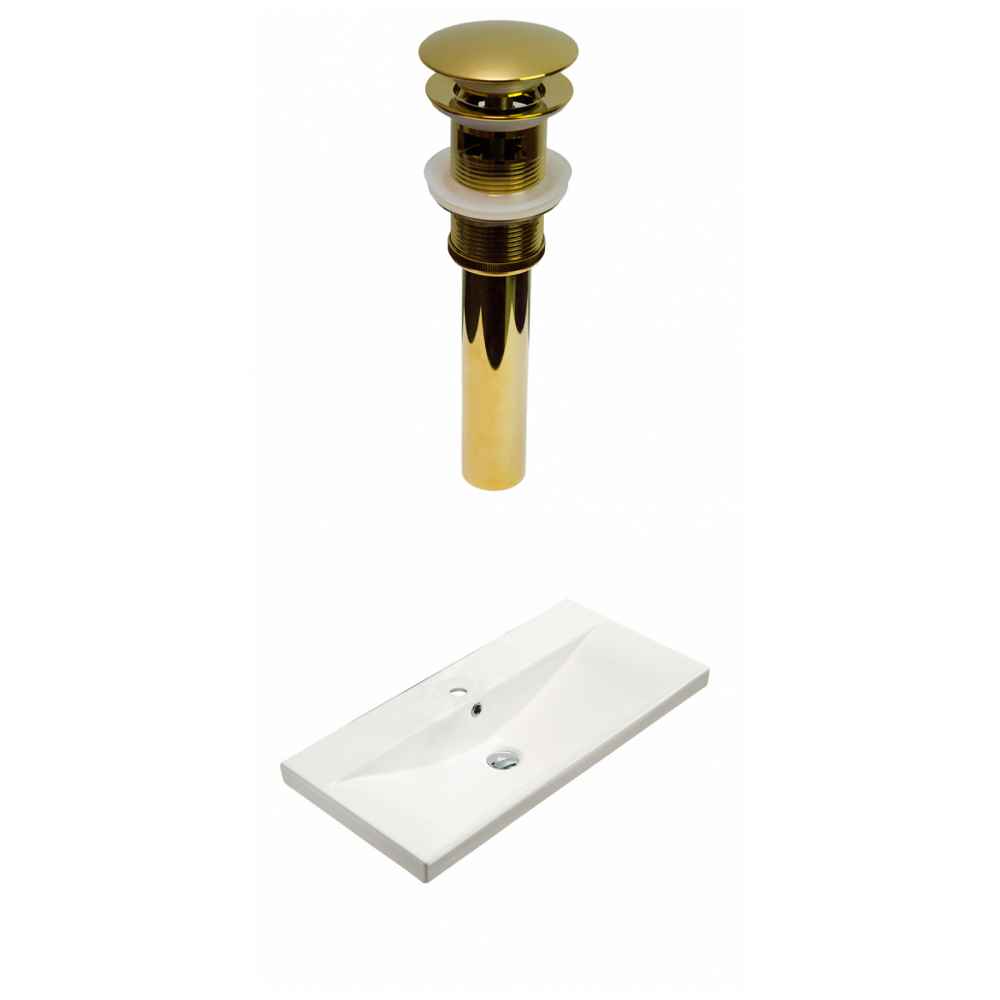 31.73-in. W 1 Hole Ceramic Top Set In White Color - Overflow Drain Incl.