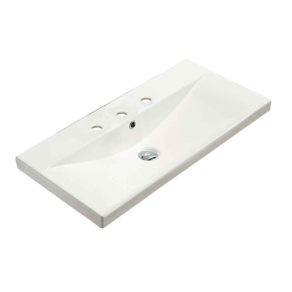 31.73-in. W 3H8-in. Ceramic Top Set In White Color - Overflow Drain Incl.