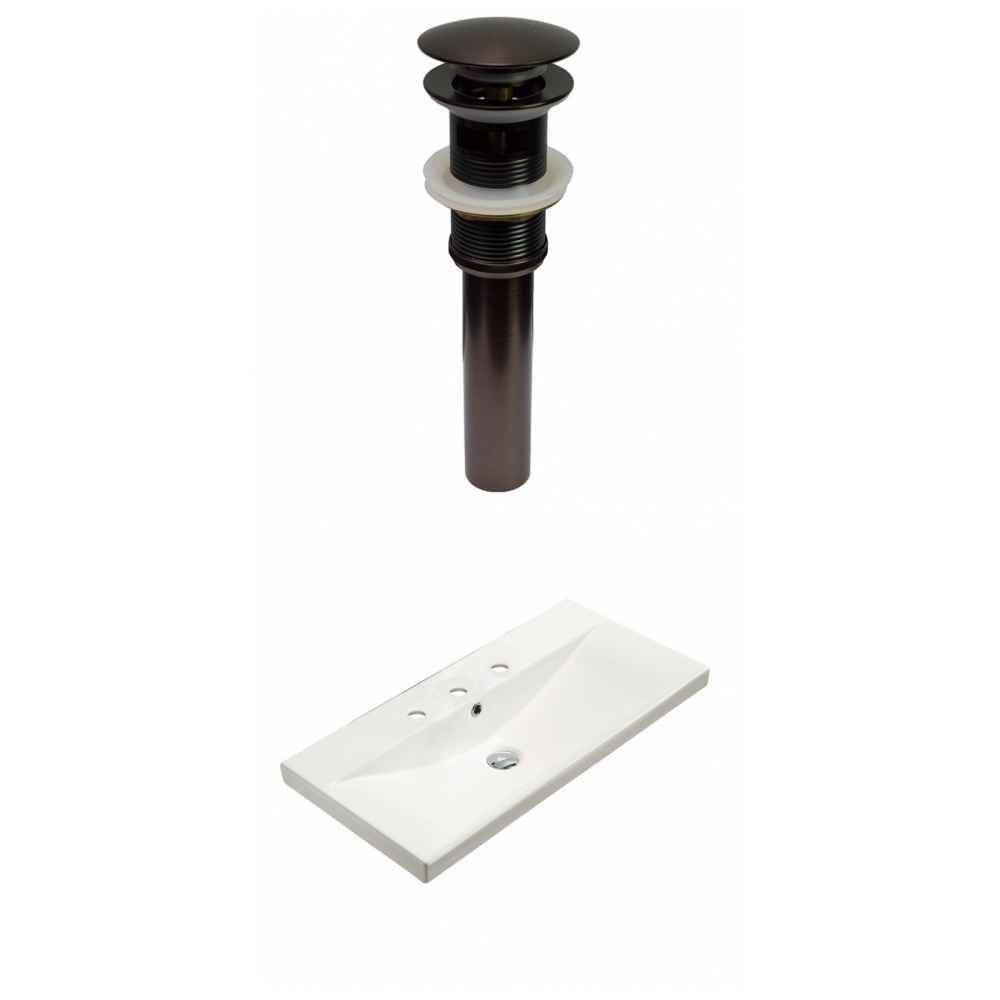 31.73-in. W 3H8-in. Ceramic Top Set In White Color - Overflow Drain Incl.