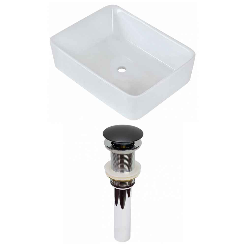 18.75-in. x 14.75-in. Rectangle Bathroom Vessel Sink Set White Enamel Glaze