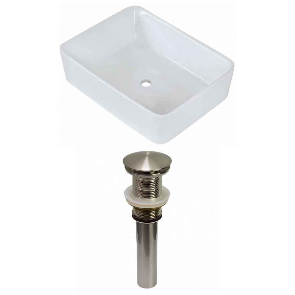 18.75-in. x 14.75-in. Rectangle Bathroom Vessel Sink Set White Enamel Glaze