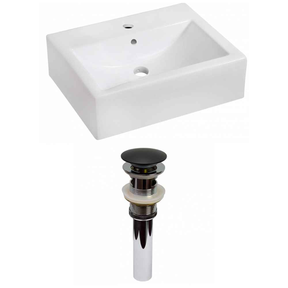 20.25-in. x 16.25-in. Rectangle Bathroom Vessel Sink Set White Enamel Glaze