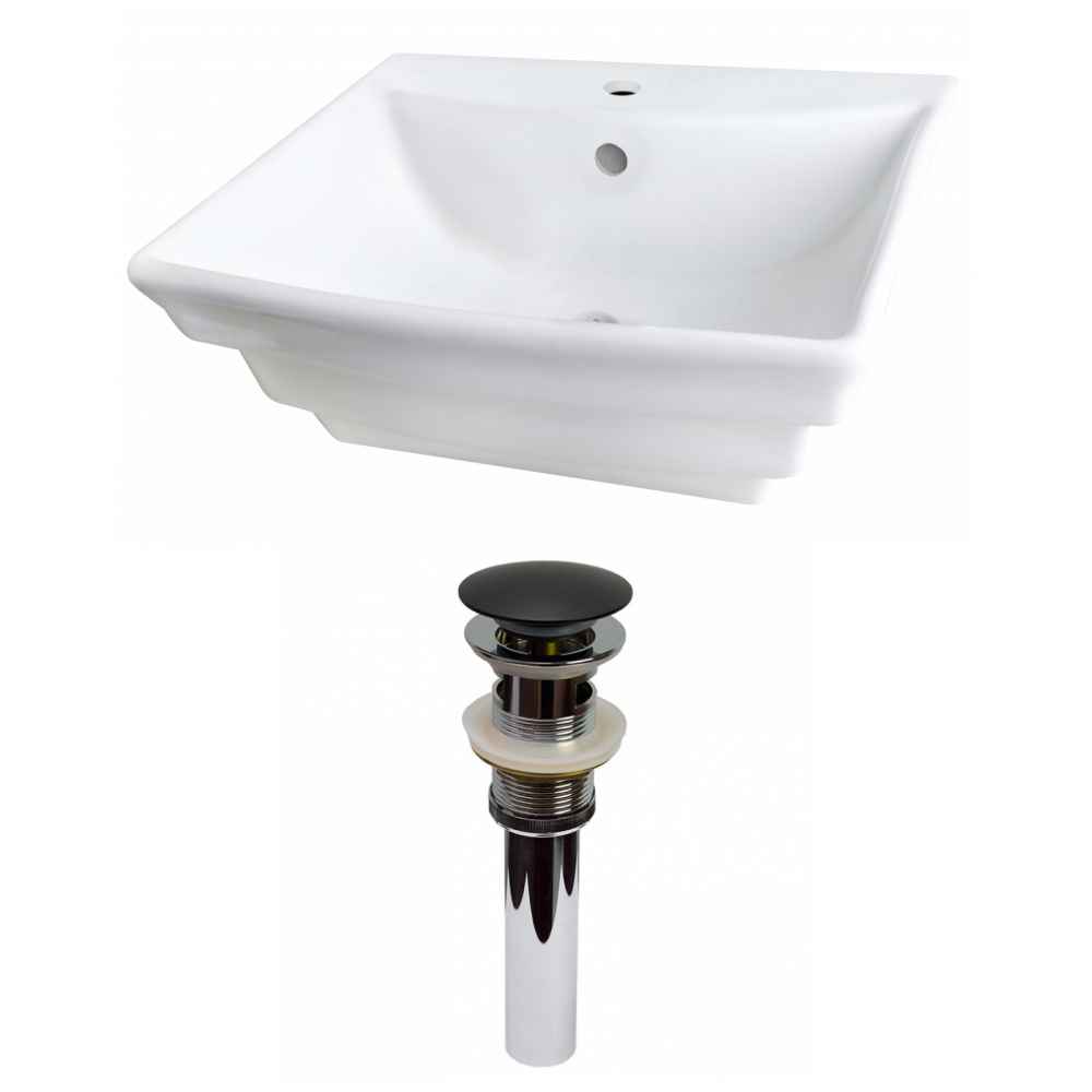 19.75-in. x 17-in. Rectangle Bathroom Vessel Sink Set White Enamel Glaze