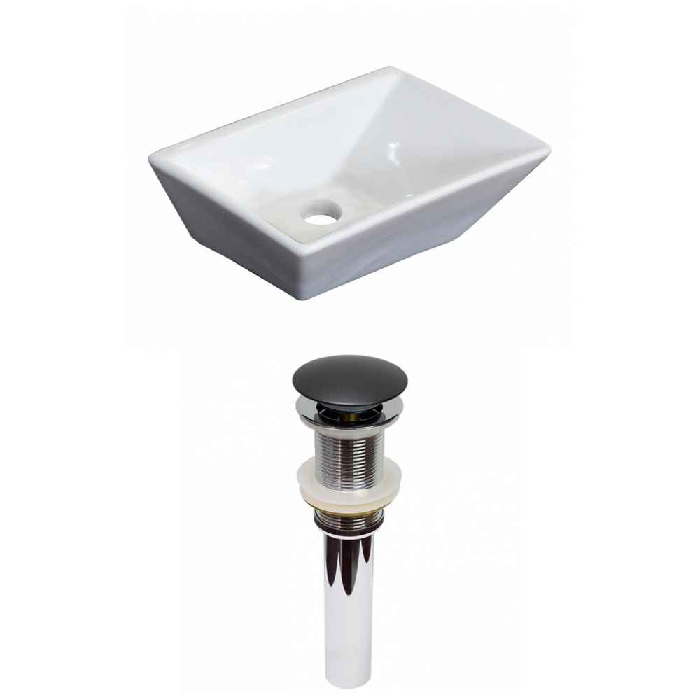 12-in. x 9-in. Rectangle Bathroom Vessel Sink Set White Enamel Glaze