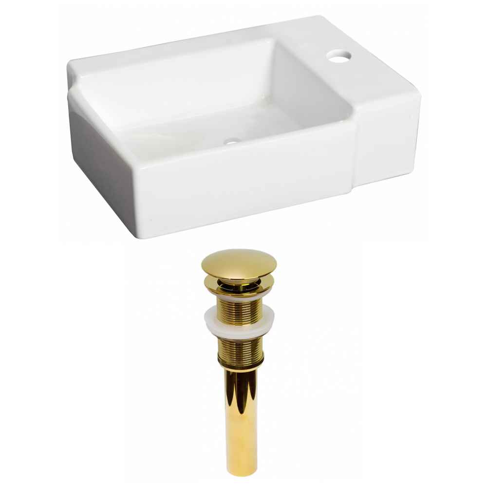 16.25-in. x 11.75-in. Rectangle Bathroom Vessel Sink Set White Enamel Glaze