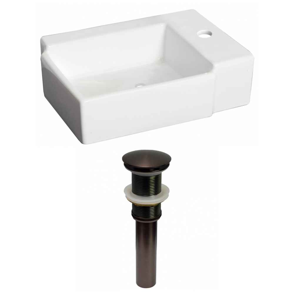 16.25-in. x 11.75-in. Rectangle Bathroom Vessel Sink Set White Enamel Glaze