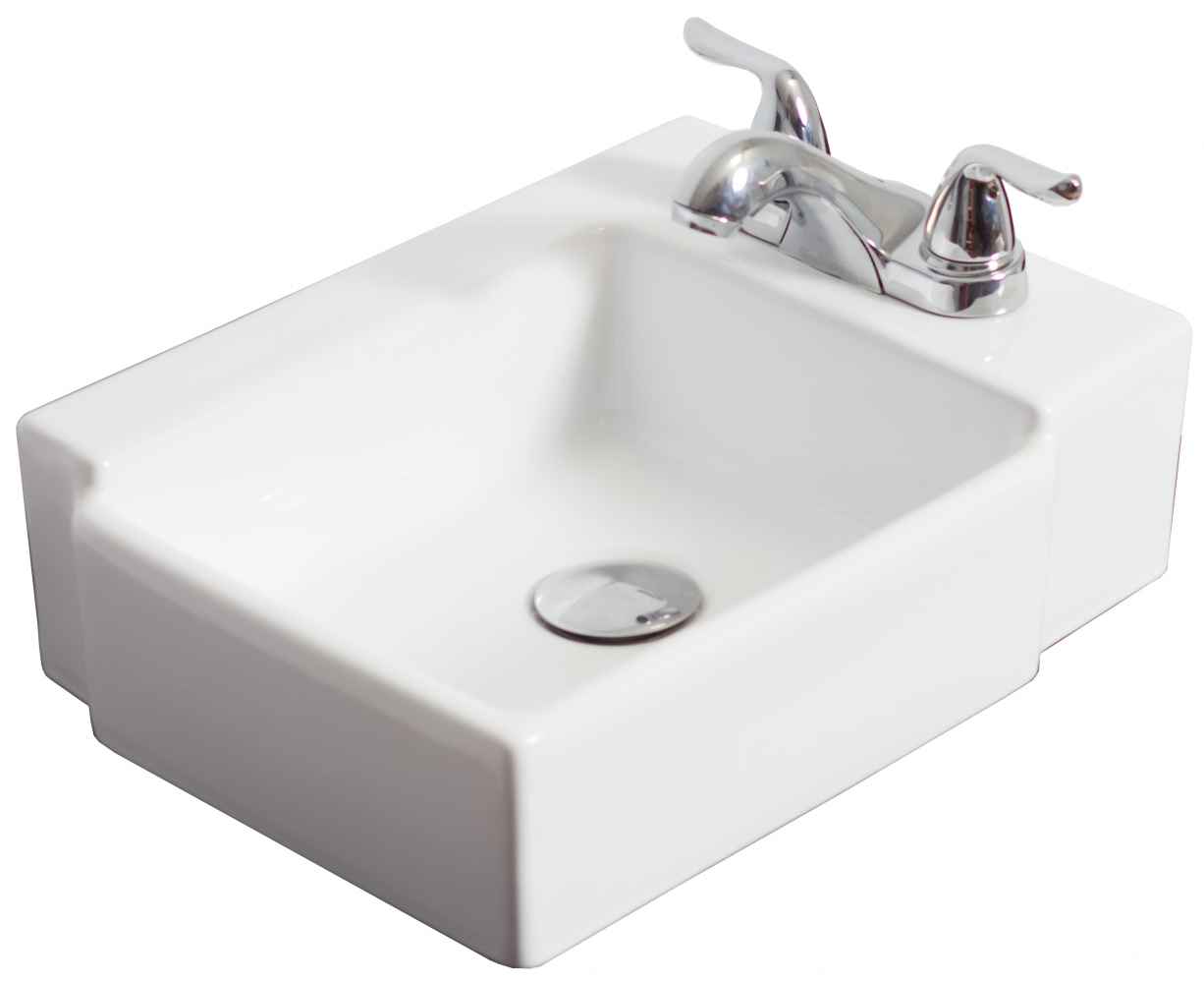 16.25-in. x 11.75-in. Rectangle Bathroom Vessel Sink Set White Enamel Glaze
