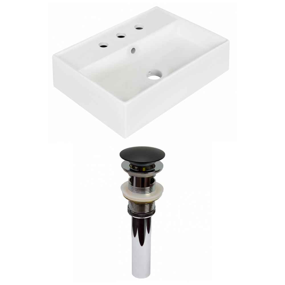 19.75-in. x 13.75-in. Rectangle Bathroom Vessel Sink Set White Enamel Glaze
