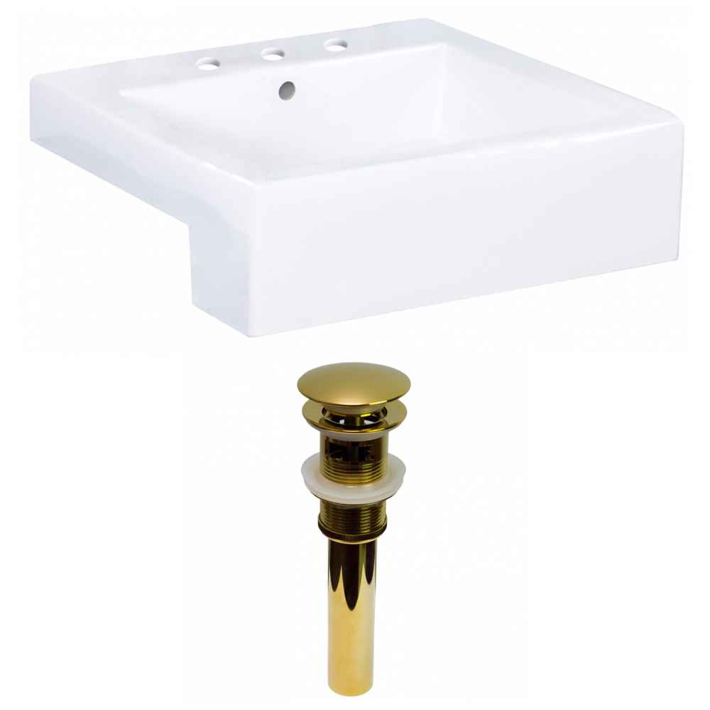 20.25-in. x 19-in. Rectangle Bathroom Vessel Sink Set White Enamel Glaze