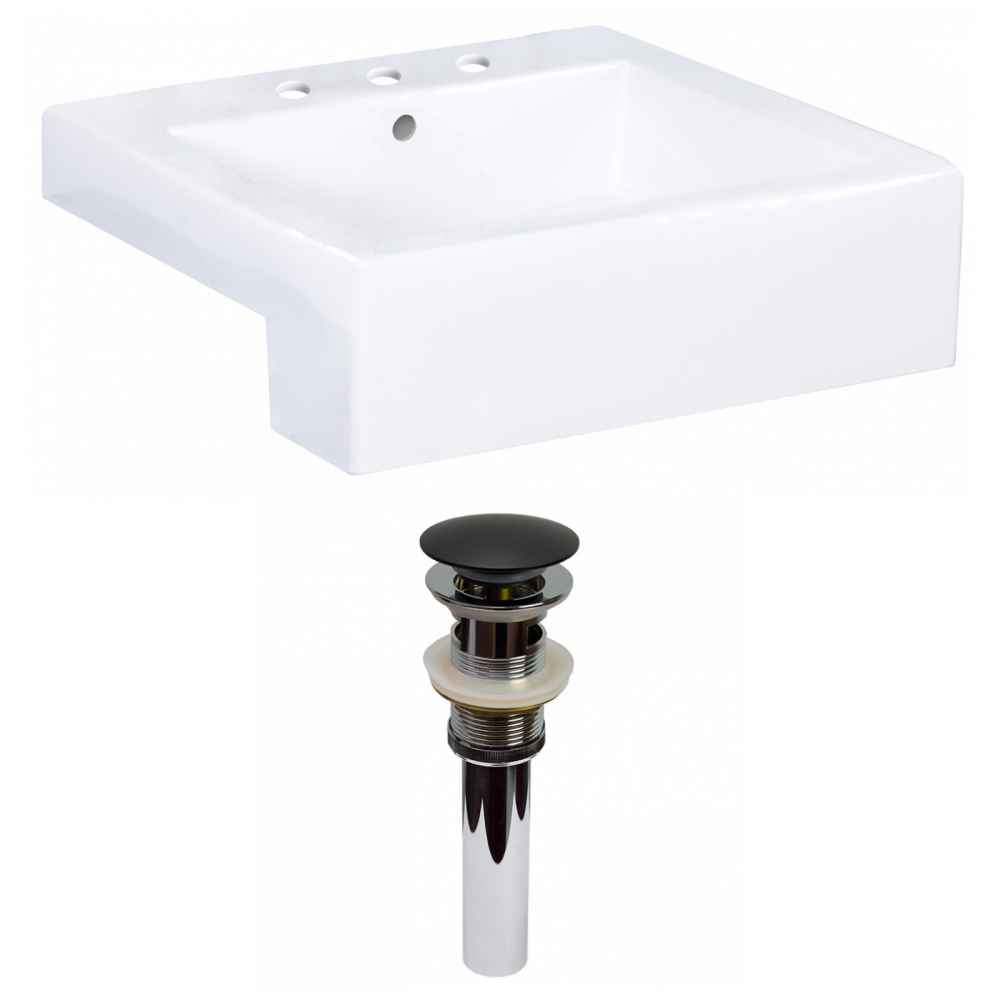 20.25-in. x 19-in. Rectangle Bathroom Vessel Sink Set White Enamel Glaze