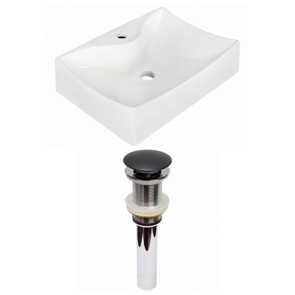 21.5-in. x 15.75-in. Rectangle Bathroom Vessel Sink Set White Enamel Glaze