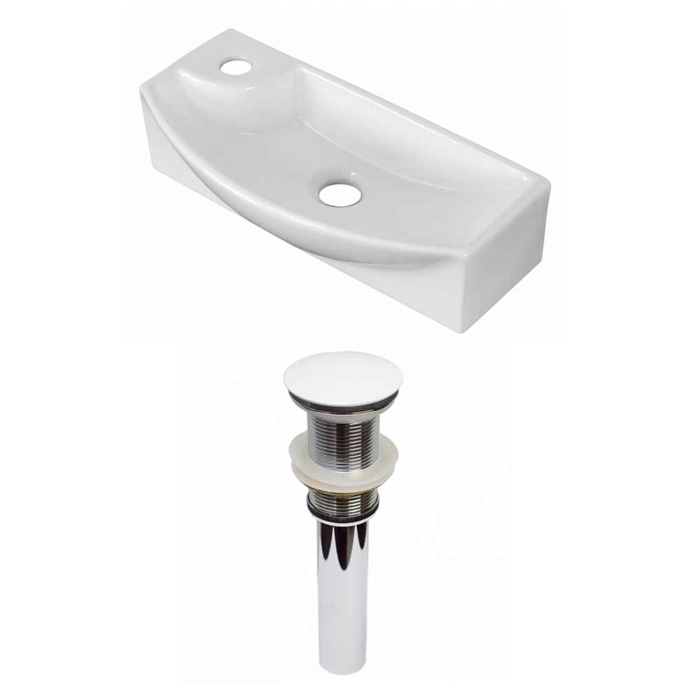 17.75-in. x 8.75-in. Rectangle Bathroom Vessel Sink Set White Enamel Glaze