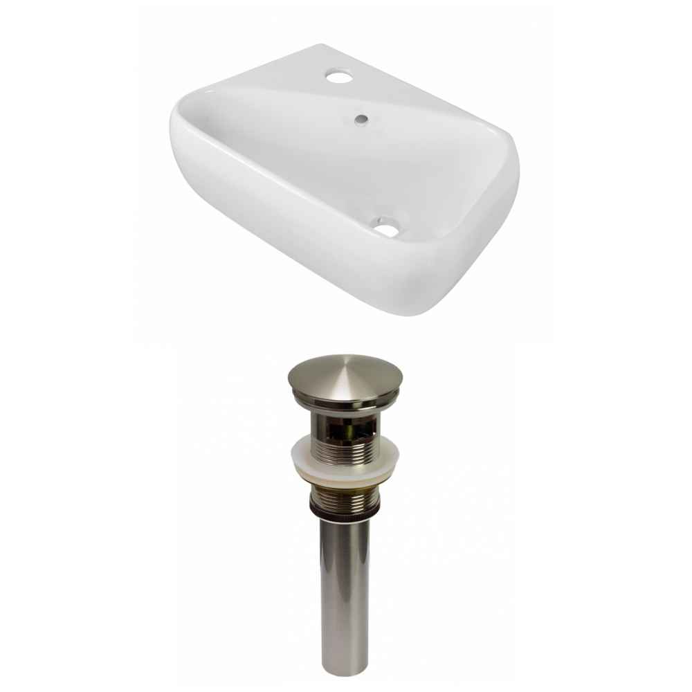 17.5-in. x 11-in. Rectangle Bathroom Vessel Sink Set White Enamel Glaze