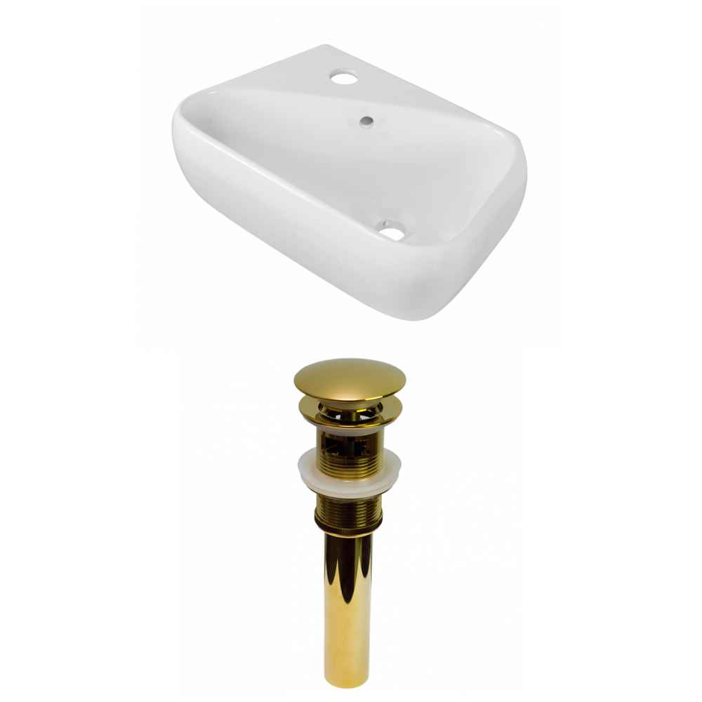 17.5-in. x 11-in. Rectangle Bathroom Vessel Sink Set White Enamel Glaze
