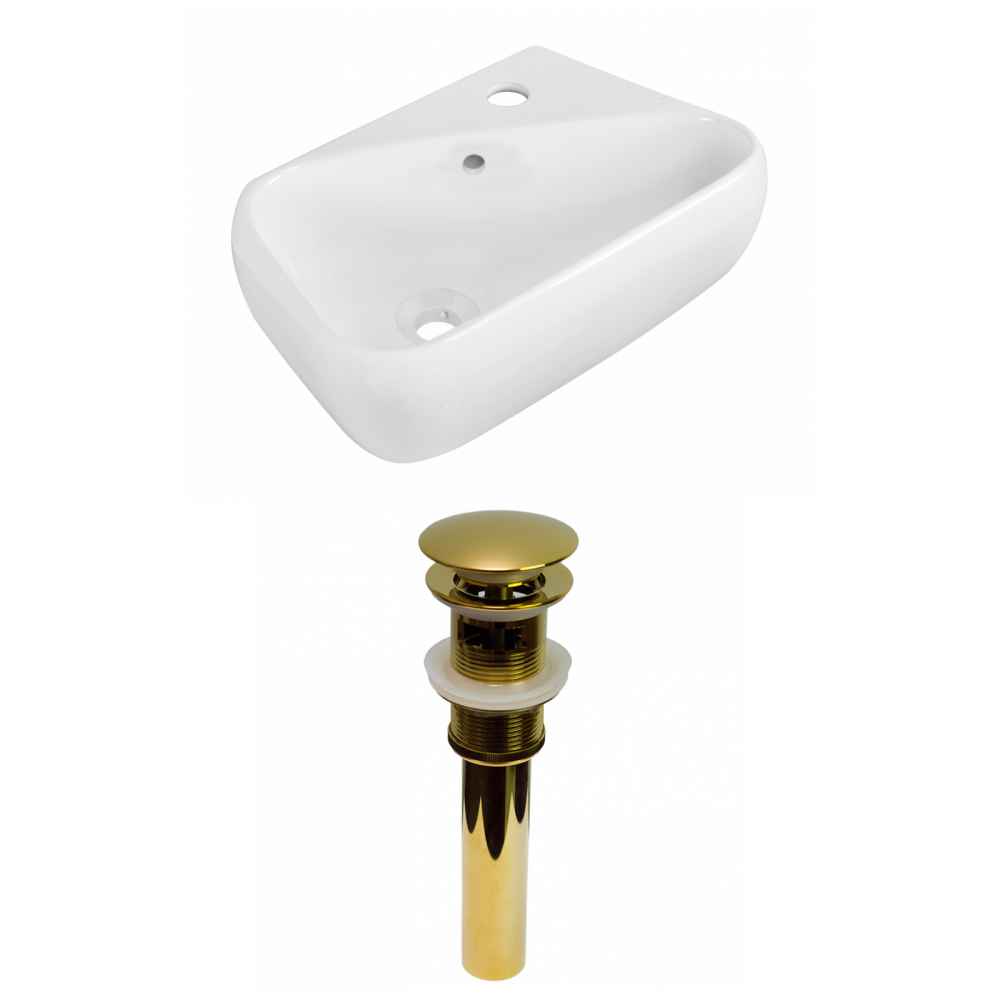 17.5-in. x 11-in. Rectangle Bathroom Vessel Sink Set White Enamel Glaze