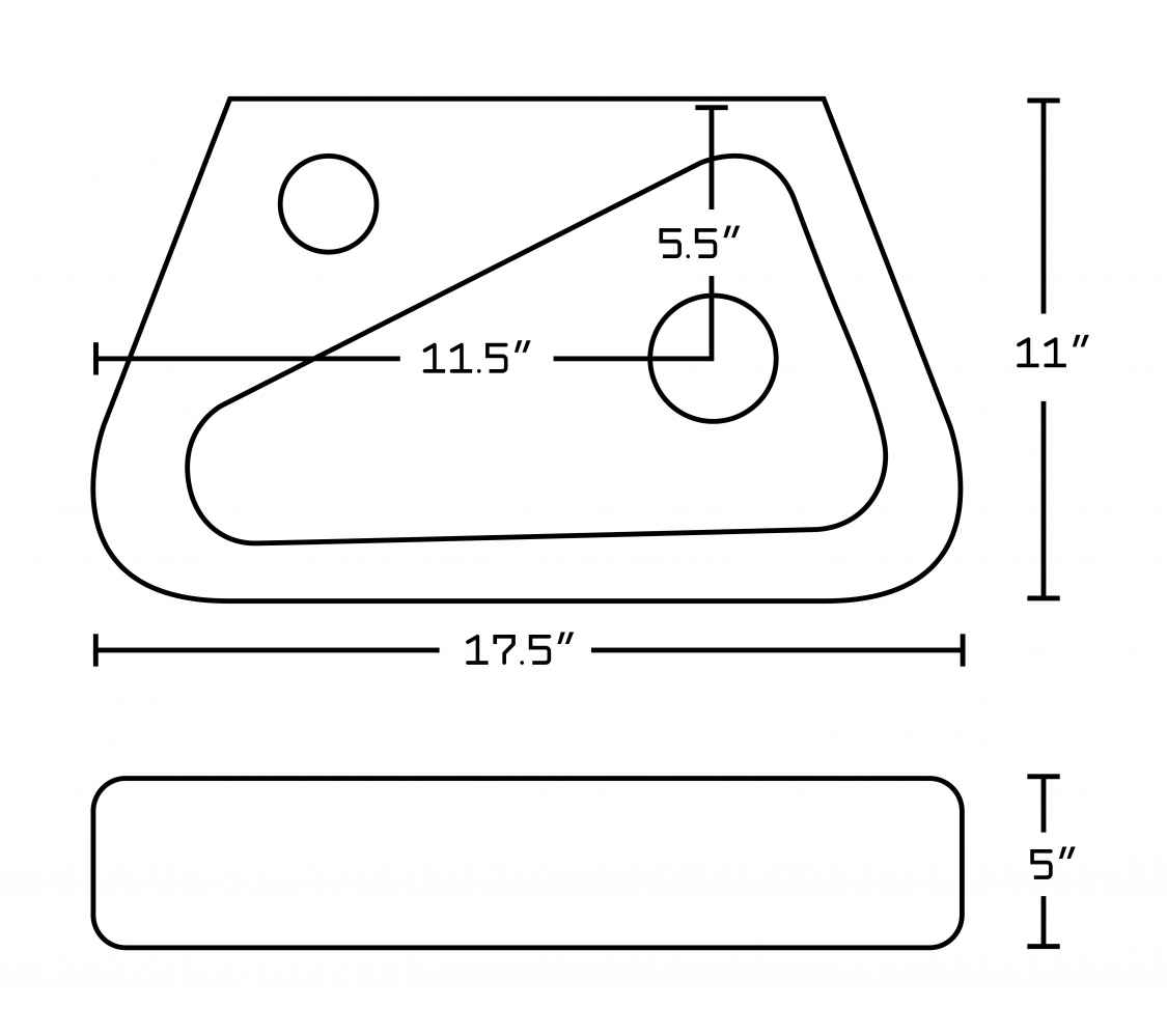17.5-in. x 11-in. Unique Bathroom Vessel Sink Set White Enamel Glaze
