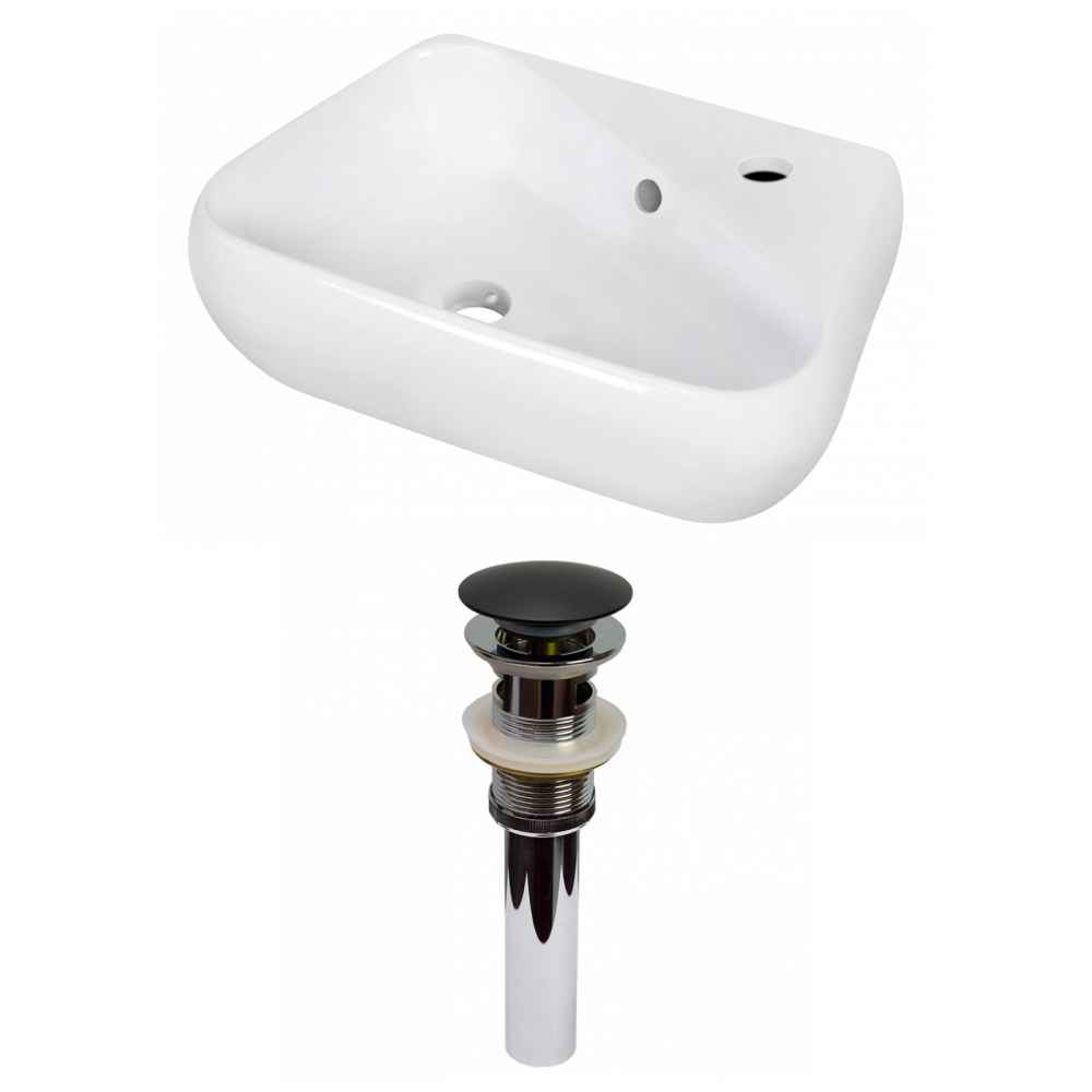 17.5-in. x 11-in. Unique Bathroom Vessel Sink Set White Enamel Glaze